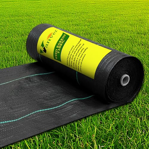 Vanver ogräsbarriär landskapstyg kraftigt, 90 ml premium trädgård ogräsblockeringstyg för ogräsbekämpning, marktäckning i plast med vävd ogräsduk, hållbart landskapstyg (1,4 fot x 50 fot)