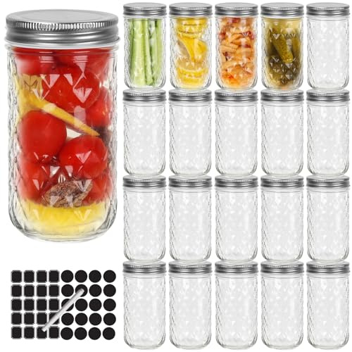 Keketin 12 oz Mason Jars with Screw Airtight Lids,20 Pack Glass Canning Jars,Preserving Jars for Jams,Honey,Pickling,Fermenting,Fruits Storage and Wedding Favors