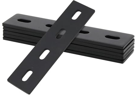 SINJEUN 6 Piastra di Giunzione Piana, Staffe Piatte Lamiera Forata, Piastra di Fissaggio, Staffe Perforate Connettore, Lastrina di Giunzione Piatta, 155 x 38 x 4 mm, nero