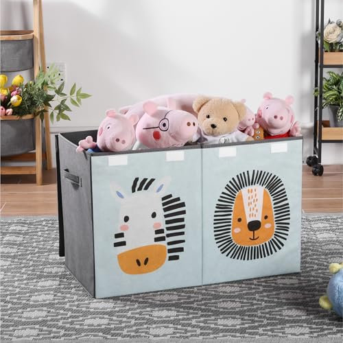 Navaris Large Toy Box - Versatile Kids' Toy Chest with Lid - Playroom Toybox for Home Organisation - Organiser Chests with Lids for Boys & Girls - Storage Boxes for Toys - Green