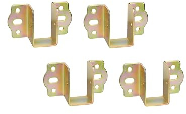 LIKERAINY Supports Fixation Central pour Rail de Lit Suspension de Solive en Bois Largeur 25 mm Metal Connecteurs Raccord pour Cadre de Lit Chromé Jaune 4 pièces