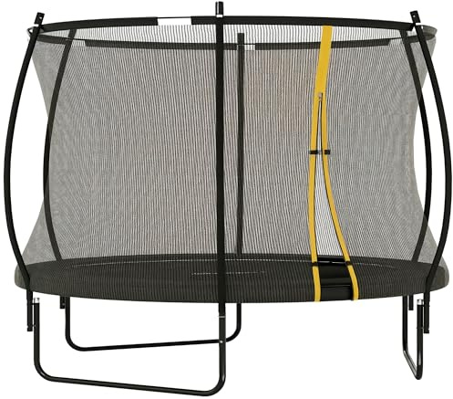 Soozier 8ft Trampoline Outdoor, Recreational Trampoline with Net Enclosure, Curved Poles and Safety Spring Cover for Adults, Black