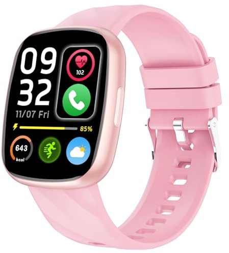 Smartwatch Bambini-Orologio Smartwatch Bambino IP68 con 110+ Modalità Sportivo Frequenza Cardiaca Monitor Sonno-Fitness Tracker Smart watch per ragazzi e ragazze Ragazzo Ado 4-14 Anni Rosa chiaro