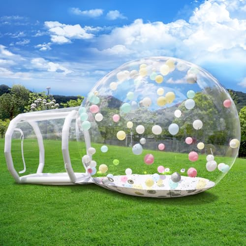 Maison à bulles gonflable - Dome à bulles gonflable avec ventilateur et pompe - Tente de jardin imperméable en PVC de qualité commerciale pour mariage, camping, fête, 250 cm - Blanc