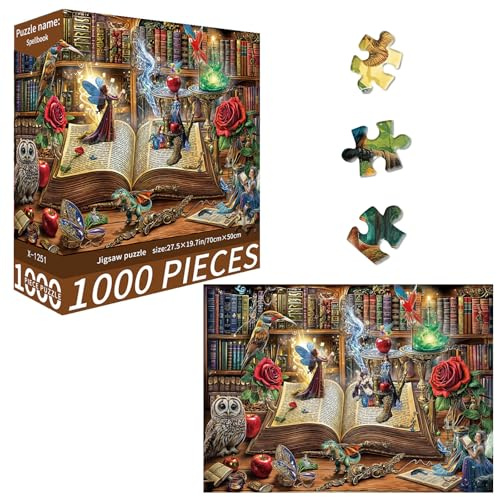 Magic Book House 1000 Piece Jigsaw Puzzle for Adults, RARITYLL Fantasy Secret Realm Challenging Puzzles for Adults, 70x50cm Large Puzzle Game for Family Night, Unique Gifts for Women & Men
