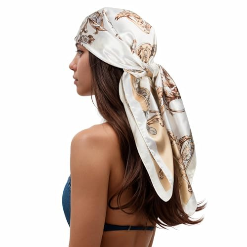 RIIQIICHY Pañuelo Cuello Mujer 90x90 cm,Bufanda de Estampado con Diseño Artístico, Ideal para Primavera y Verano, Accesorio de Moda para Cabello y Cuello