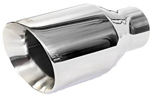NETAMI 2.25 inch Inlet NT-2407 Double Wall Chrome Polished Stainless stell Exhaust Tip Weld-on (2.25 Inlet/3.5 Outlet)