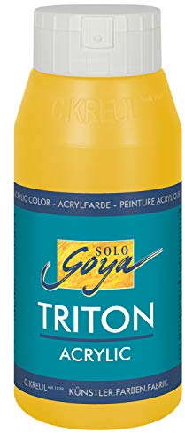 KREUL 17030 - Solo Goya Triton Acrylfarbe gold, 750 ml Flasche, schnell und matt trocknend, Farbe auf Wasserbasis, in Studienqualität, vielseitig einsetzbar, gut deckend und ergiebig