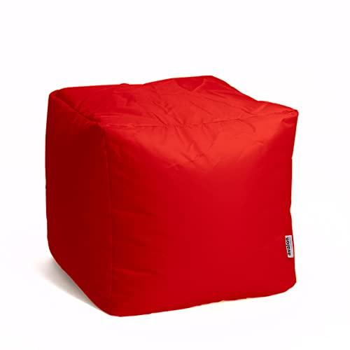 Avalon - Pouf Poggiapiedi CUBO Jive, Puff Poggiapiedi Divano quadrato, Pouffe Imbottito in Tessuto Tecnico Resistente e Antistrappo, Comodo e Impermeabile, Made in Italy (45cm-Rosso)