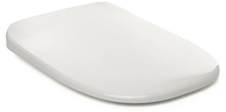 TATAY Asiento WC, de caída controlada, diseño ligeramente cuadrado, fabricado en UF, material antibacterias, resistene y no se raya. Color blanco acabado brillante