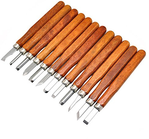 Lot de 12 outils de sculpture en bois sculptés à la main, pour la sculpture, travaux sur cire, poterie et bois. Boîte pour débutants avec boîte d'emballage réutilisable.