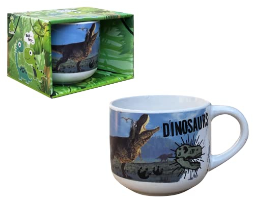CARTOON Tazza in ceramica, Dinosauri, tazza larga jumbo, 380 ml, in scatola