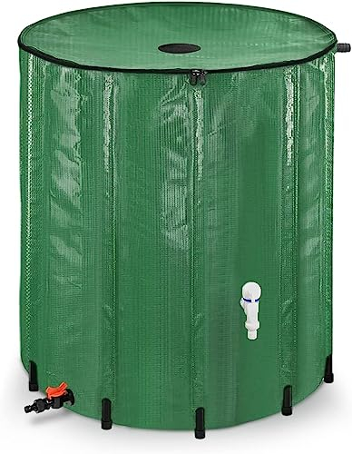LARS360 Regenwassertonne faltbar 750L, Regentonne mit Überlaufschutz und Hahn, Regenwassertank mit Wassereinlassgitter, rostfrei und witterungsbeständig