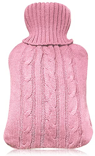 Bouillotte Housse Tricotée Remplaçable, Peluche Douce Pour Bouteille, Fournir Chaleur Confort, Idéal Pour Soulagement De La Douleur, Chaud en Hiver (Rose)