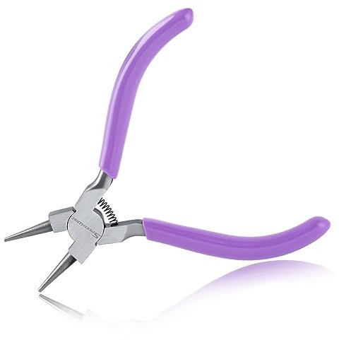 SPEEDWOX Alicates de punta redonda para hacer joyas, bucle de alambre, doblar, micro, mini, pequeño, bucle, antioxidante, agarre ergonómico, mango de PVC, acero al carbono, morado