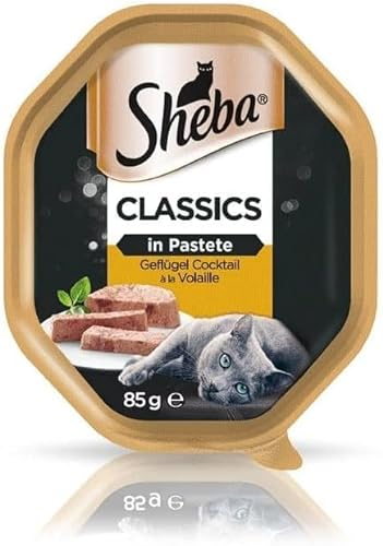 Sheba Classics in Pastete – Katzenfutter als Pasteten mit Geflügelschale 11 x 85g