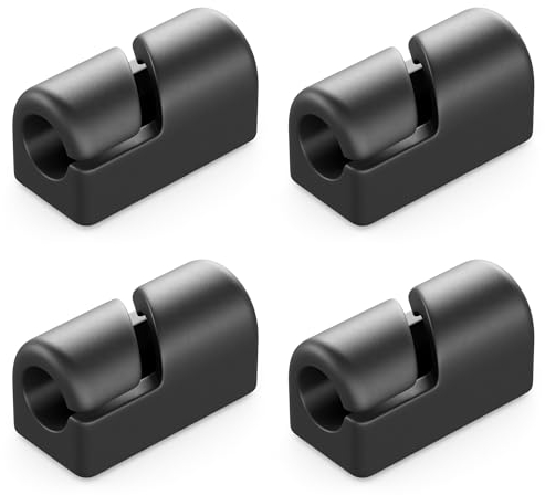 deleyCON Lot de 4 Supports de Câbles Serre-câbles Autocollants Gestion des Câbles Serre-câbles Guide-câbles Organisateur de Câbles Support de Câbles Fixation de Câbles Maison Plinthe Silicone Noir