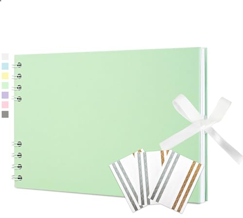 Vienrose Álbum de Fotos DIY Scrapbooking con 40 Páginas Blancas Álbum Espiral para Baby Shower, Boda y Cumpleaños, 15x21,6 cm Verde claro