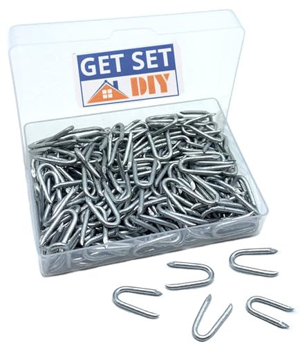 Galvanised U Nails Netting Staples 200g (Approx 195pcs) 20mm - Fence Staples for Chicken Wire, Mesh Fencing, Garden Mesh and More in a Handy Plastic Case
