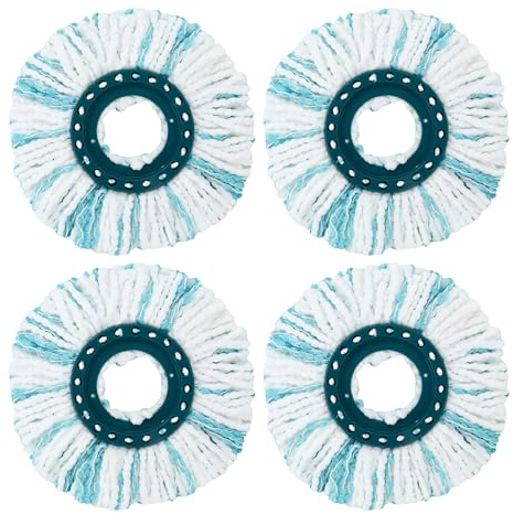 4 Piezas Cabezas de Fregona de Repuesto, para Leifheit Clean Twist Disc Mop, Sistema de Fibras para Leifheit Recambio para Mopa, para Todo Tipo de Suelos, Fuerte absorción de Agua Reutilizables