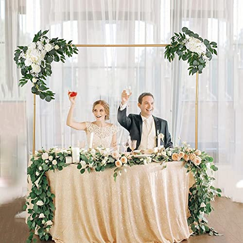 YORFULL Asta Regolabile in Metallo per Tavolo, Arco da Tavolo Regolabile con Morsetti 71CM-108CM Altezza 73CM-250CM Lunghezza, Decorazione per Natale, Matrimonio, Compleanno, Feste, Metallo Dorato