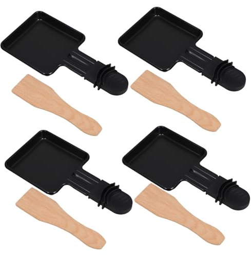KICHOUSE 4 Sets Electric Oven Shape Mini Raclette Grill Pan Cheese Spatula Cheese Melting Pan for Home