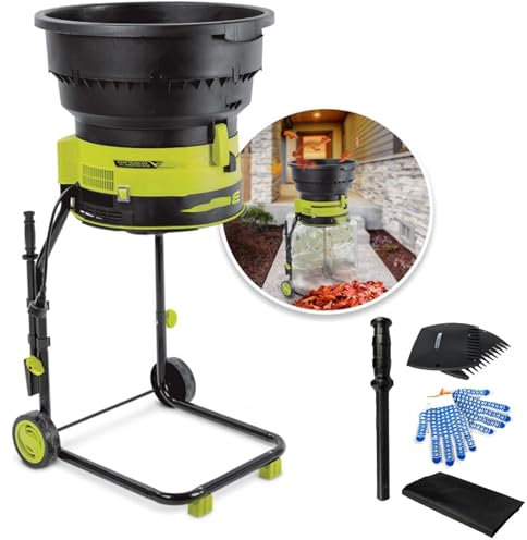 Cashwise Broyeur de Compost défoliateur électrique, broyeur de Feuilles de Jardin sans Lame 2500 W avec Roues et Sacs de Rangement, broyeur électrique 8000 TR/Min, Outils de Nettoyage de Jardin,40m