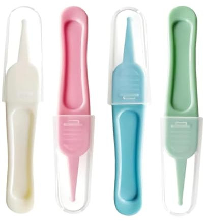 4 Stück Baby Nasenpinzette Set, Nase Reinigung Pinzette– Weiß, Rosa, Hellblau, Markorngrün, Ideale Nasenreinigung Für Babys Und Kinder