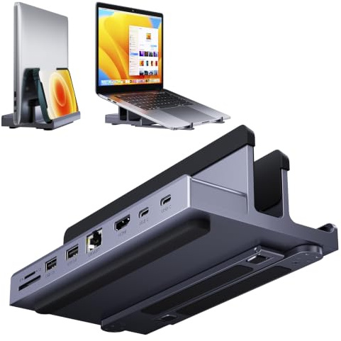 QUUGE Station d'accueil USB C, 8 en 1 pour MacBook avec HDMI 4K @ 60 Hz, 2 Ports USB 3.0, Gigabit Ethernet, 100 W PD, SD/TF 3.0, Station d'accueil pour Ordinateur Portable avec Support pour MacBook