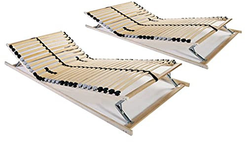 Hommdiy Lattenroste 2 STK. mit 28 Latten 7 Zonen 80x200 cm 28 Latten Lattenrahmen Bettrost Holzlatten Latten Rost (Nein Matratze)