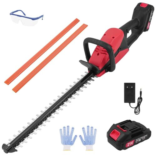 Cordless Hedge Trimmer, 21V Electric Hedge Trimmer with Battery & Charger, 50cm Cutting Length, Dual Action Blades, Battery Hedge Trimmers Hedge Cutter Cordless for Trimming Hedges, Shrubs Plants
