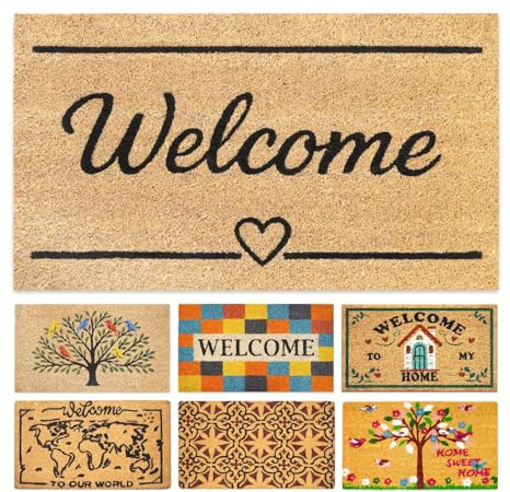 LUA VIKA Felpudo Entrada casa Originales - Welcome clásico - 40x70 cm - Alfombra Entrada casa Exterior e Interior - Felpudo Coco - Resistente y Antideslizante