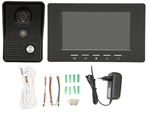 Video de Brilluxa Puerto, teléfono de 7 Pulgadas con cámara de Corte IR e intercomunicador de visión Nocturna, de Timbre de Video por Cable para monitoreo de Entrada en el hogar