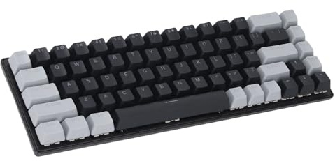 PUSOKEI 60% Mekaniskt Speltangentbord, 68 Nycklar Mini Wired Gaming -tangentbord med Dynamisk RGB -bakgrundsbelyst, blå Switch, Fulltangenter Anti Spöke, Dubbelfärgknappar, för PC -bärbar (Grå svart)