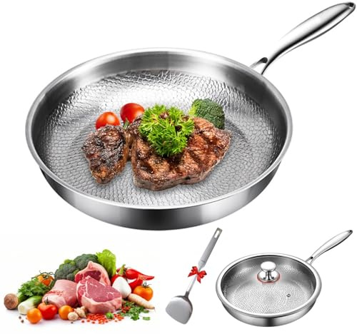 Ensemble de poêles professionnelles en titane martelé ultra pur – Poêle Nutri de 30 cm avec couvercle, casserole de cuisson multifonctionnelle, durable et antiadhésive pour des repas sains