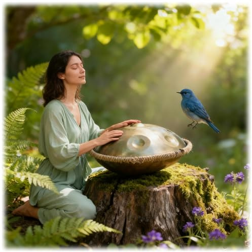 22 Inches Handpan Drums With Beater 432HZ 9/10/12 Notes Music Instrument Hand Pan Drum D Minor Kurd The Sound Is Beautiful, Calming(Blue,12)