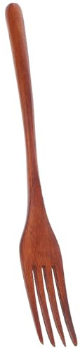 SEWACC Wooden Kitchen Fork Long Handle Wooden Utensil Fork for Salad Mixing Pasta Stirring and Cooking 8.86 Inch 3-Prong Kitchen Tool for Family Kitchens Restaurants and Hotels