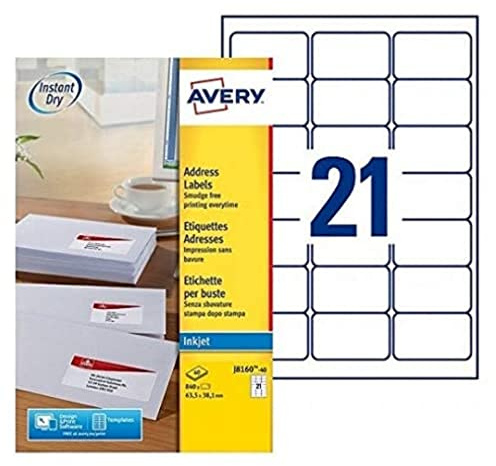 Avery Étiquettes Adresse Autocollantes Blanches 840 Pièces 63,5 x 38,1 mm Jet d'Encre