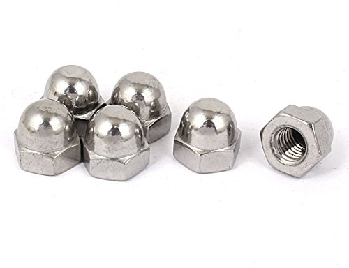 sourcingmap Acorn Hex Cap muttrar – 6 st 3/8 tums-16 kupol muttrar rostfritt stål hexagon dekorativ keps mutter för skruvar bultar silverton