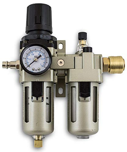 BITUXX® Druckluft Wartungseinheit Wasserabscheider Oeler 1/4 Druckminderer Druckregler max. Druck 10 Bar (1.0 Mpa) inklusive Steckkupplung