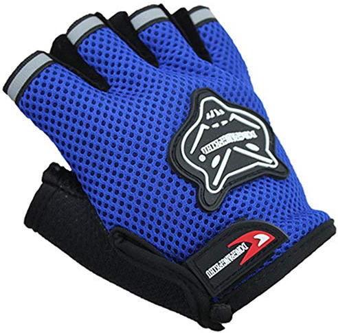AROYEL Kinder Jungen Fahrradhandschuhe, Halbfinger, atmungsaktiv, rutschfest, für Reiten, Radfahren, Angeln, Fahrrad, Rollschuhlaufen, Jagd, Klettern, für Mädchen und Jungen (blau)