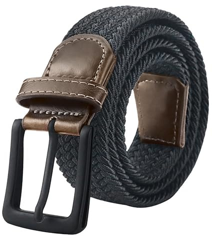 maikun Elastic Mens Belt, Braided Stretch Woven Belts for Men for Work,Golf and Jeans. Color Black,Length 47