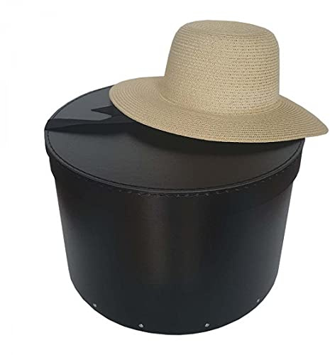 Grande boîte à chapeaux ronde en carton noir avec ruban noir