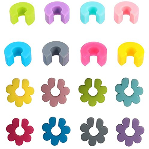 16 Pcs Trinkglas Markierung,Glasmarkierer Wein Glas Anhänger Trinkglas Markierung Getränkemarker Halter Silikon Getränkemarker Wiederverwendbare Glasmarkierer Drinking Für Bar Party Tischdekorationen