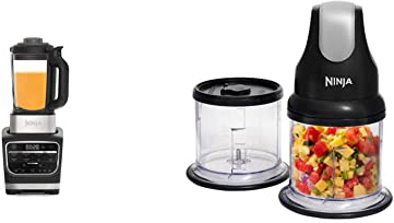Ninja Blender and Soup Maker [HB150UK] 1000 W, 1.7 Litre Jug, Black & Ninja Professional Chopper [NJ1002UKBK] Stackable, 200W, Black