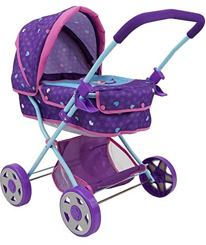 509 Crew: Mermaid Doll Pram - Kids Pretend Play, Retractable Large Canopy, Shopping Basket & Removable Carry Cot Bed, Ages 3+ (T721028)