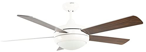 Pepeo AireRyder - Ursa Deckenventilator mit Beleuchtung | Eleganter Ventilator mit Wendeflügeln in Silber/Walnuss, inkl. Fernbedienung, 132cm Durchmesser (Farbe: Weiß & Silber/Walnuss)