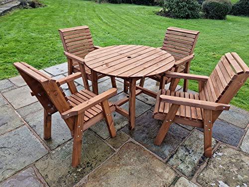 PATIO SET, WOODEN GARDEN TABLE & CHAIRS, SITS 4,TABLE SET, BISTRO SET, ROUND TABLE