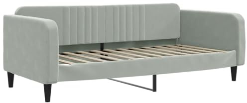 vidaXL Lit de Repos Gris Clair 90x200 cm en Velours - Canapé-lit Confortable et Simple pour Lit d'Appoint
