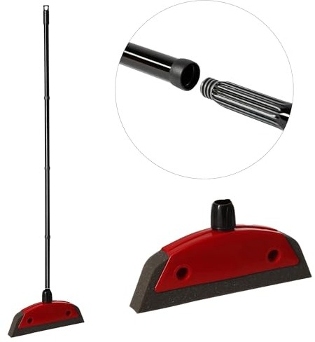 Novaliv Schaumstoffbesen mit Stiel zum Stecken Auto & Abzieher Friseurbesen Gummi Noppenbesen Hundehaarentferner Broom Parkett Besen für Drinnen Teppichbesen Bodenabzieher Haushaltsbesen Wunderbesen